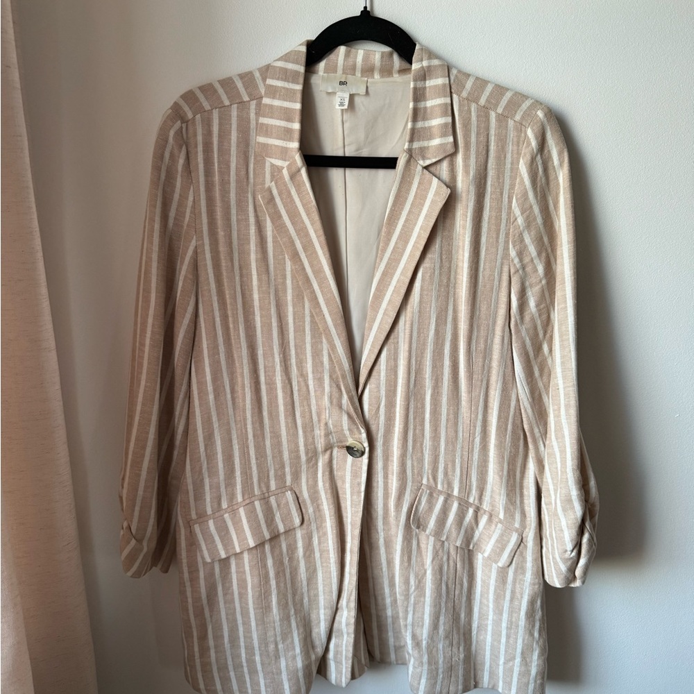 Urban Outfitters Beige Striped Blazer
